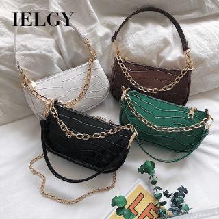 Túi xách đeo vai có quai cầm tay phối dây mắt xích vân da cá sấu phong cách retro