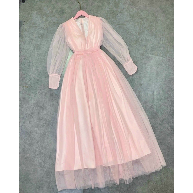 (HÌNH THẬT) ĐẦM DẠ HỘI LƯỚI HỒNG VINTAGE | BigBuy360 - bigbuy360.vn