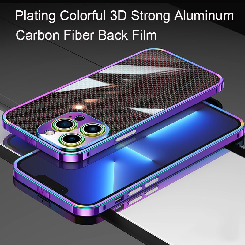 Ốp Điện Thoại Sợi carbon Khung Nhôm Mạ Viền Cho iphone 13 pro max 12 pro mini 11 11 pro max 12