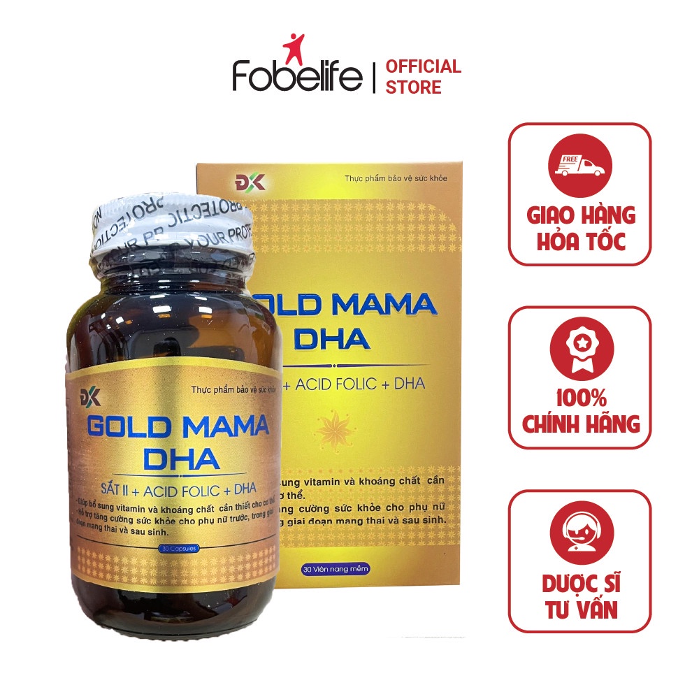 Viên uống bổ sung sắt vitamin cho phụ nữ mang thai Gold Mama DHA ĐK hộp 30 viên