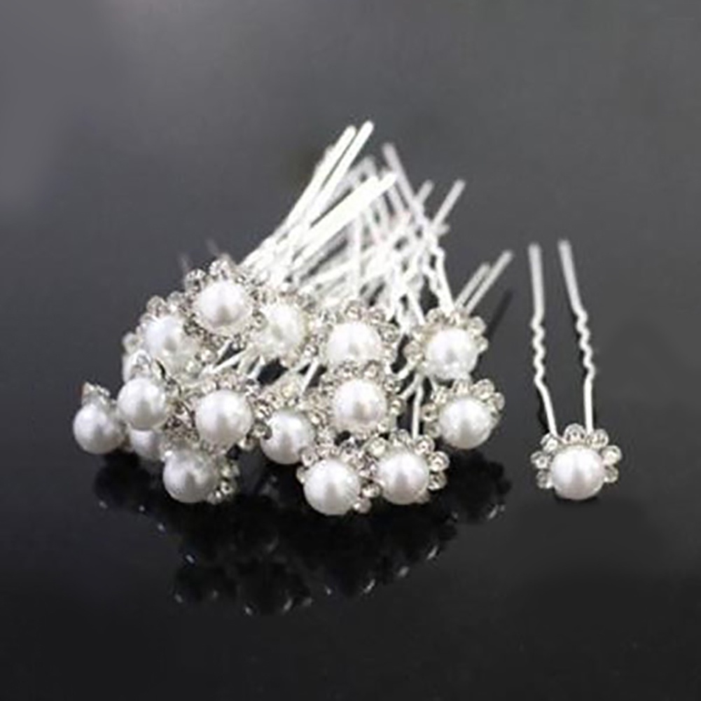 Set 20 trâm cài tóc đính đá và ngọc trai giả thời trang thanh lịch cho nữ