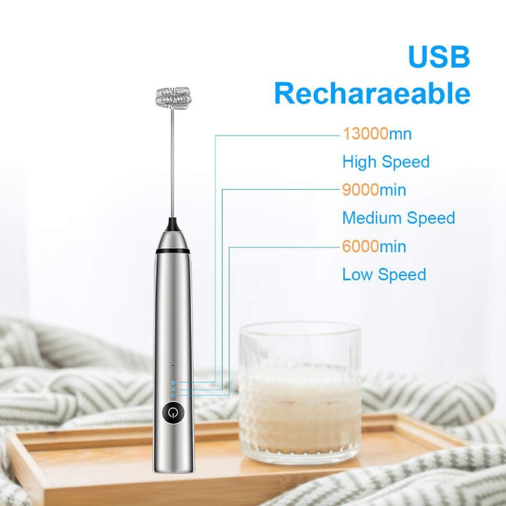 Máy đánh trứng, que tạo bọt cafe mini cầm tay không giây chính hãng 3 cấp độ