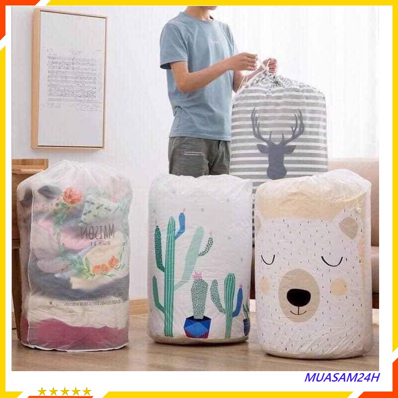 Túi đựng quần áo cỡ lớn , túi đựng chăn có dây rút chống nước, hình trụ tròn túi đựng đồ tiện lợi.