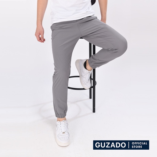 Quần jogger nam GUZADO trơn thể thao Basic,Chất Vải Gió Mềm,Co Giãn Vận Động Thoải Mái,ống bo chun năng động GĐC2102