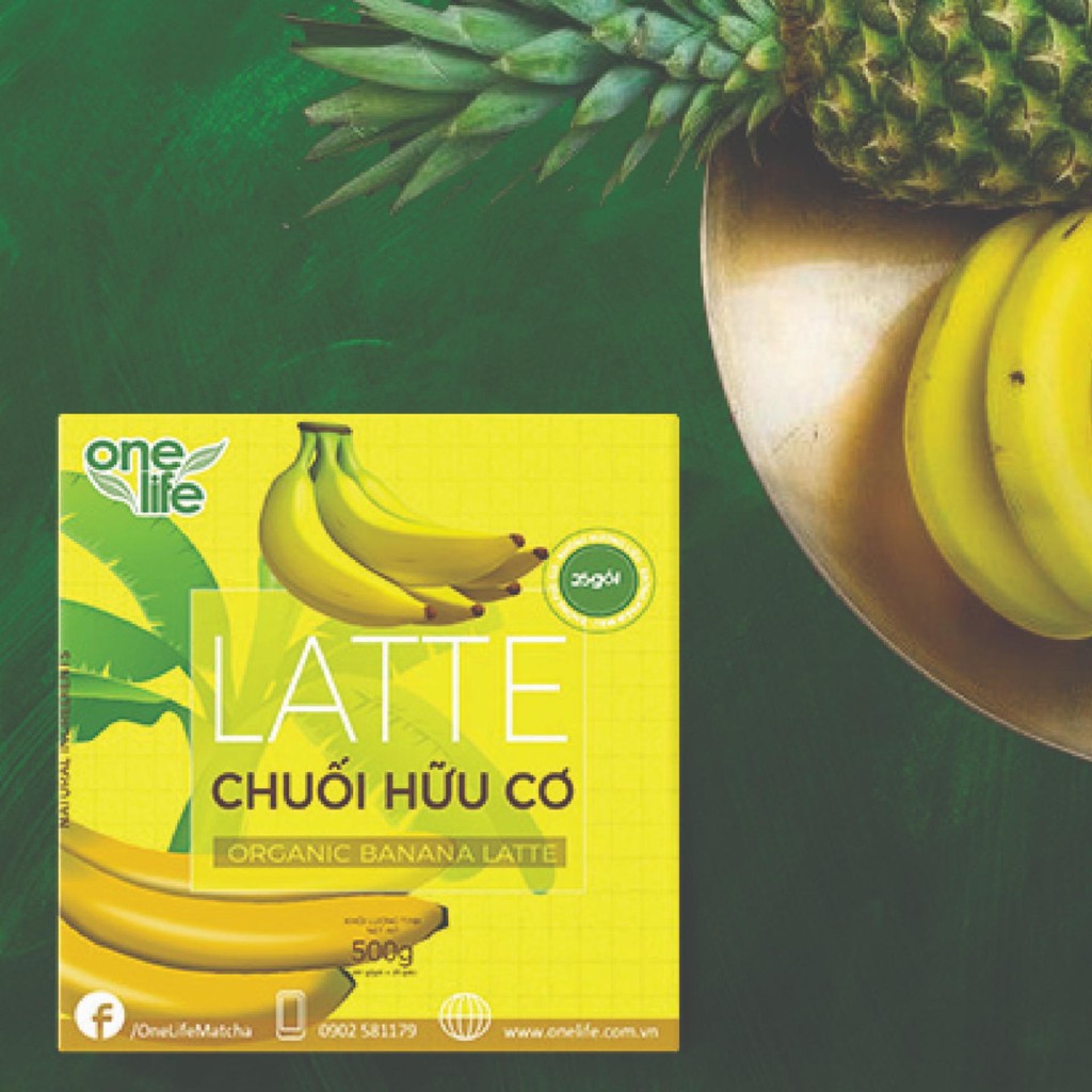 Hộp 25 gói Bột hòa tan uống liền Kem Sữa Chuối Latte ONELIFE thơm ngon, béo bùi