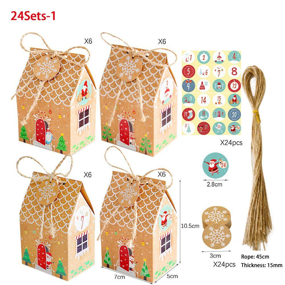 LAKAMIER Set 24 Nhãn Dán Kèm Hộp Đựng Quà Giáng Sinh