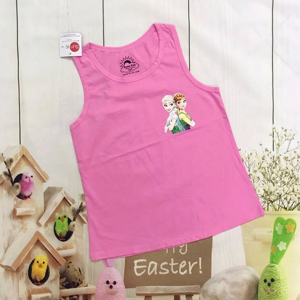 Áo thun bé gái, áo phông bé gái dáng ba lỗ, chất cotton, nhiều màu, size 9-14 - SUNKIDS