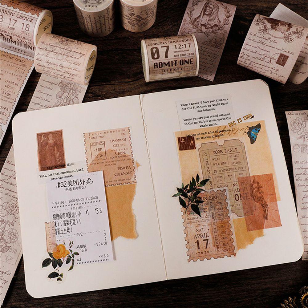 Sticker Dán Trang Trí Sổ Tay 50mm Phong Cách Cổ Điển