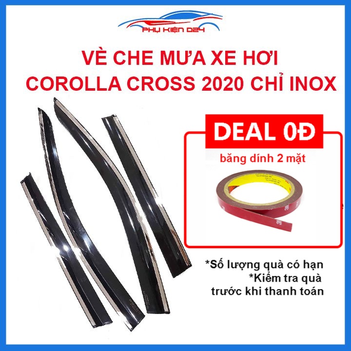 Vè mưa Corolla Cross 2020 vè chỉ inox che mưa bảo vệ xe