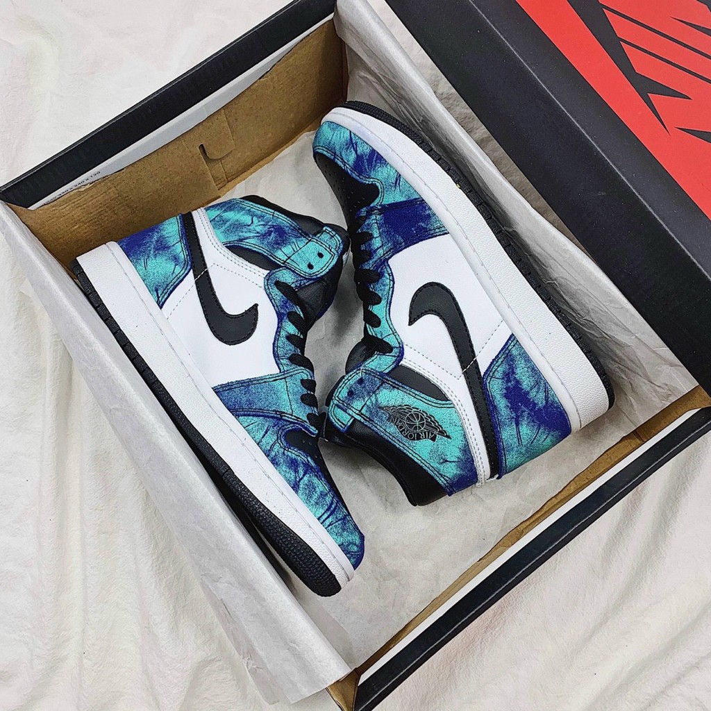Giày thể thao AIR JORDAN 1 Retro High Tie Dye xanh dương cao cổ nhiều màu (zeps1.1)
