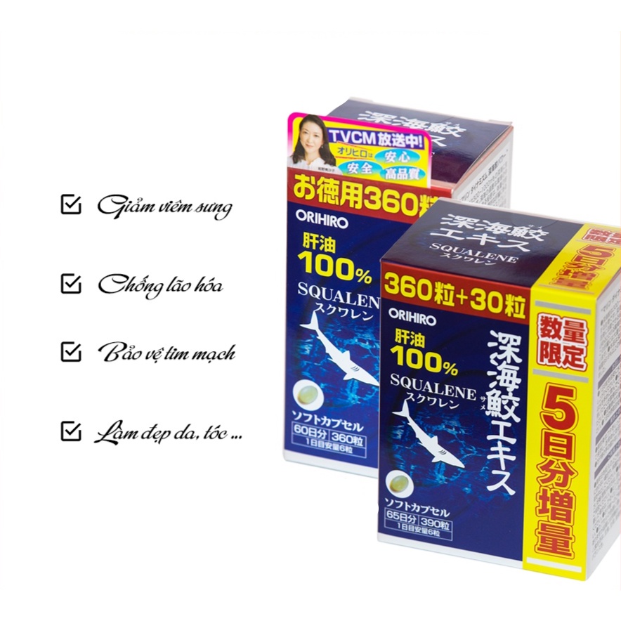 Sụn vi cá mập Orihiro, viên uống sụn vi cá mập bổ xương khớp, tim mạch và mắt Nhật Bản