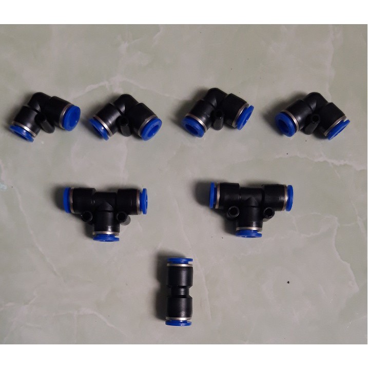 combo 7 món phụ kiện phun sương 8mm: 4 Co +2T +1 Nối