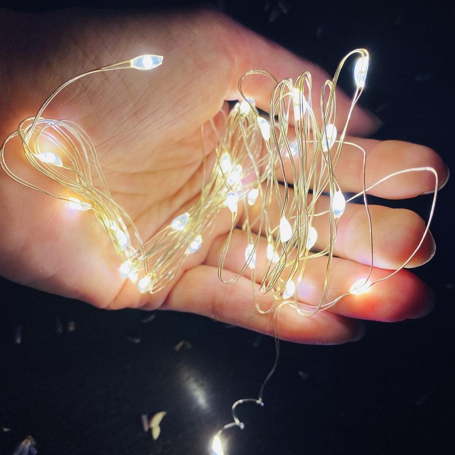 Dây đèn đom đóm, Dây đèn led Fairylight trang trí ngoài trời 3m pin AA