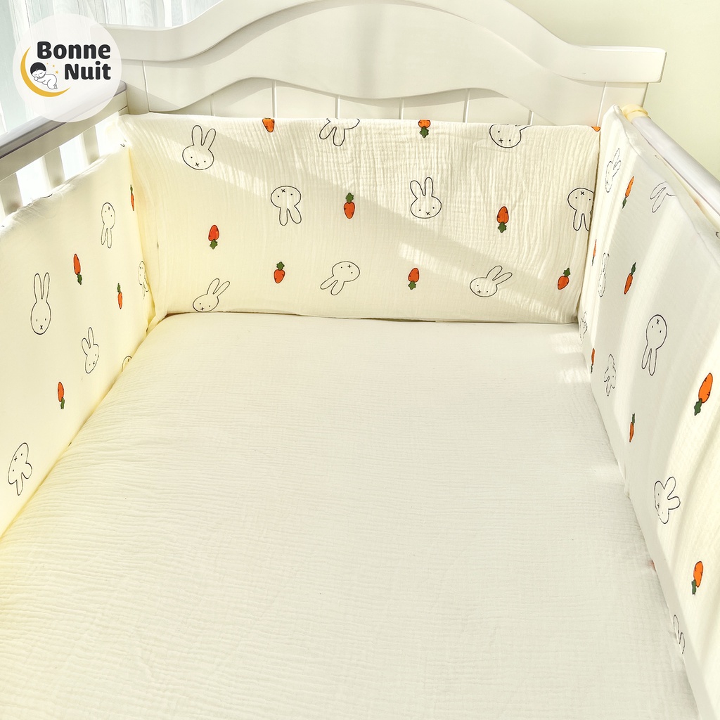 Quây cũi 4 mặt vải Muslin cao cấp có vỏ tháo rời (chưa bao gồm ga gối)