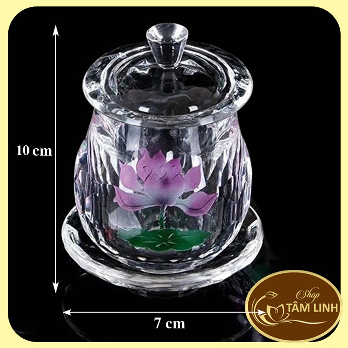 Chung Nước Pha Lê Hoa Sen Đế Tròn Nhỏ  GIÁ RẺ VÔ ĐỊCH
