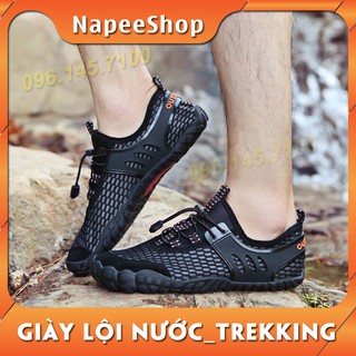 Giày lội nước, TREKKING, giày phượt, leo núi, tập Gym, Yoga, đế cao su đàn hồi, thoáng khí, thoát nước. ĐEN
