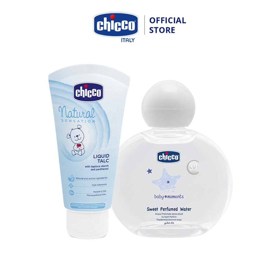 Combo Phấn rôm nước Chicco 0M+ 100ml &amp; Nước hoa hương tự nhiên 0M+ 100ml Chicco