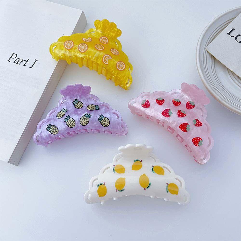 Kẹp Tóc Càng Cua Họa Tiết Trái Cây Đơn Giản Phong Cách Retro Hàn Quốc WMES15H