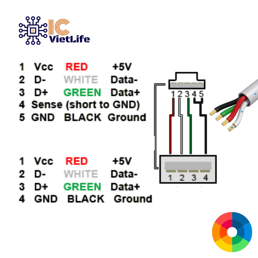 Cáp dữ liệu Micro USB _ Cáp nạp Arduino, Node MCU ESP8266 _ Cáp USB_ Micro USB B 4 Lõi Dài 80cm Màu Đen