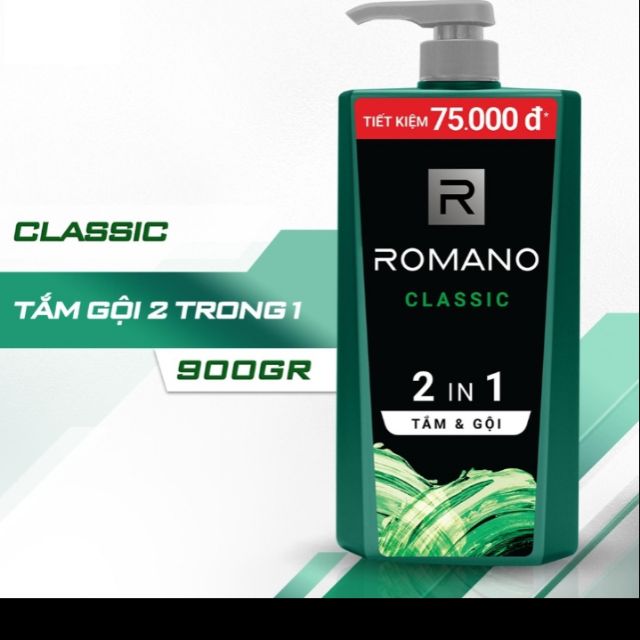 Tắm gội 2 trong 1 Romano Classic 900g