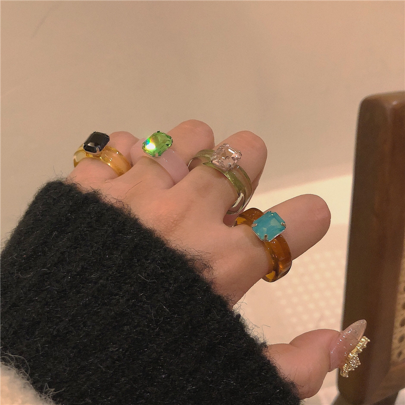 IF ME Nhẫn Nhựa Trong Suốt Phong Cách Hàn Quốc