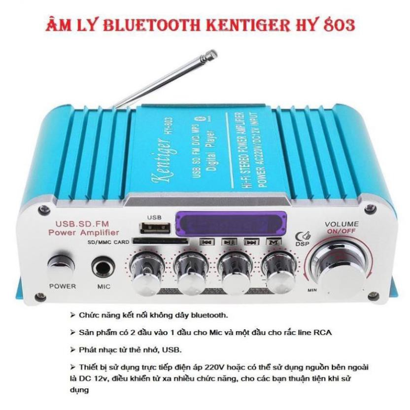 ✔️ Amly Mini Karaoke Kentiger HY 803 Có Bluetooth 12V-220V, Âm Ly Chơi Nhạc Âm Thanh Cực Đỉnh, Giá Rẻ [Bảo Hành 1 Đổi 1]