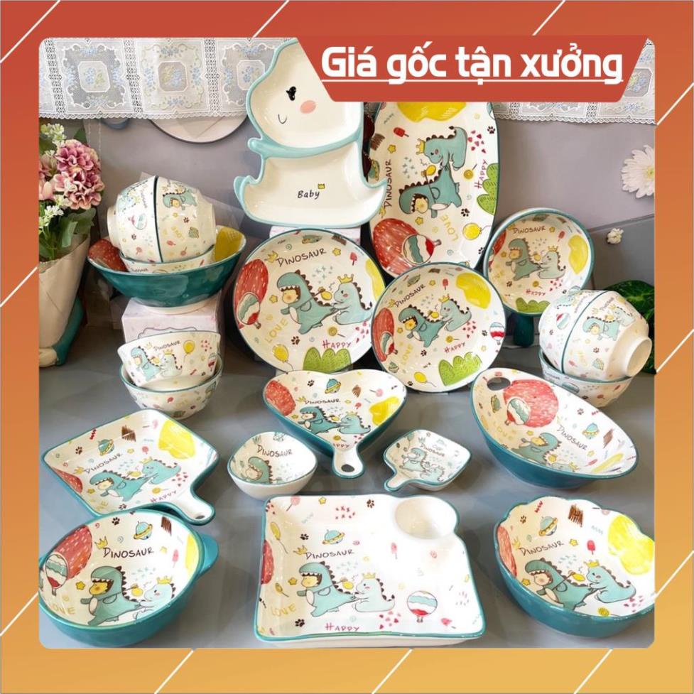 Giá Siêu Rẻ  Bát đĩa gốm sứ decor trang trí đồ ăn cho bé siêu đẹp Tổng hợp sét bát đĩa khủng long