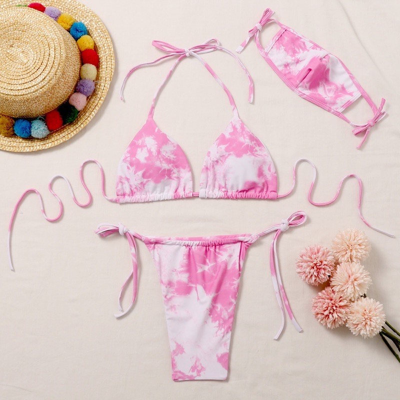 [BKN947] &lt;ÂU&gt; SET BIKINI 3 MÓN KÈM MASK KẺ CẦU VỒNG