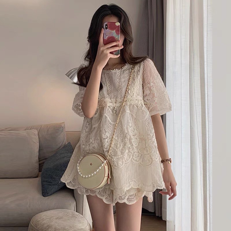 Set Áo Bèo Ren+Quần Đùi Ren