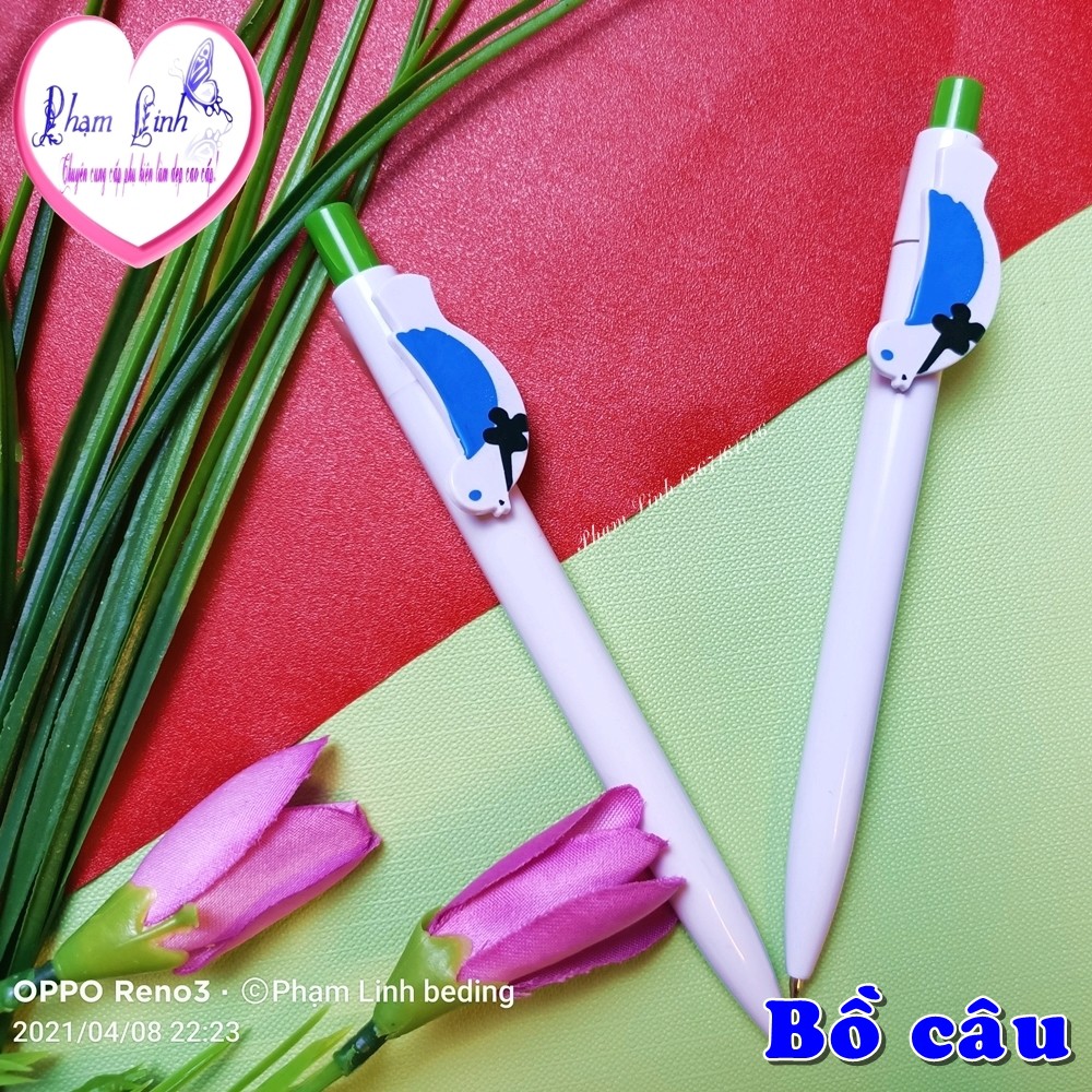 Bút bi mực xanh loại bấm hình thú cute ngộ nghĩnh || Hình thật shop chụp