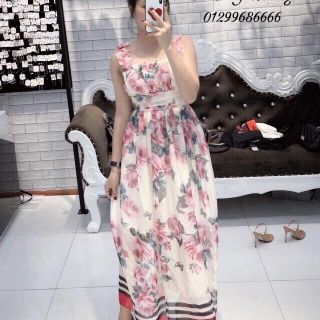 Đầm maxi hoa quảng châu cao cấp