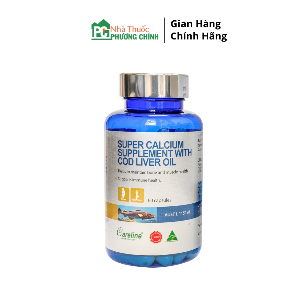 Viên Uống Bổ Sung Calci Và Omega 3 Super Calcium Supplement With Cod Liver Oil 1000mg CareLine - Chắc Khỏe Xương, Bổ Não