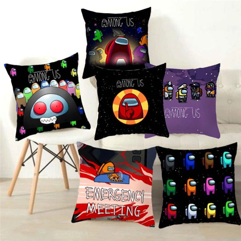 Bao Gối Vuông 45x45cm In Hình Game Among Us Độc Đáo
