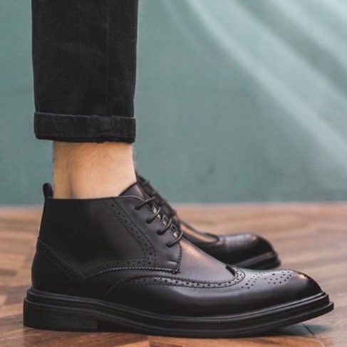Giày Tây Nam DECEMBER Wingtip Derby Cao Cổ - Black