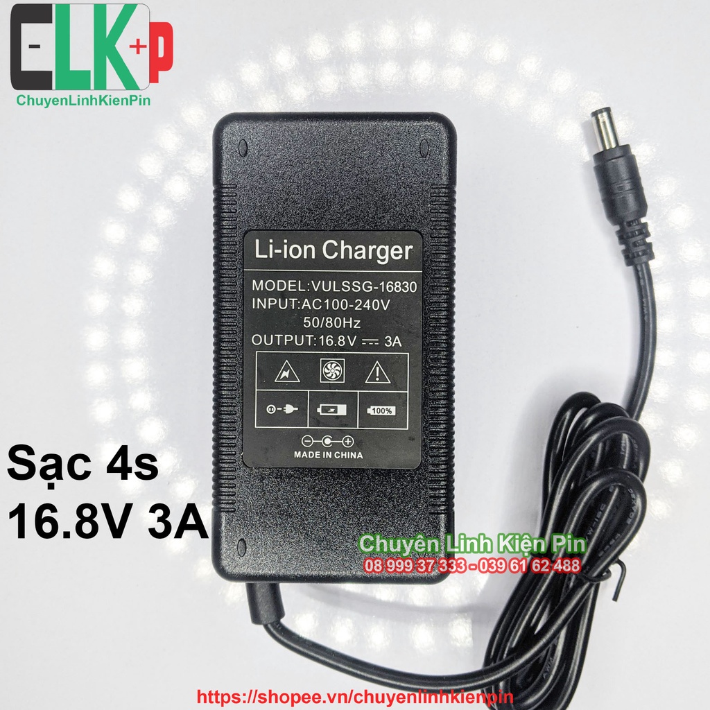 Sạc 4S 16.8V 3A có quạt tản nhiệt và đèn báo đầy, chuyên sạc pin Li-ion 14.4V - 16.8V
