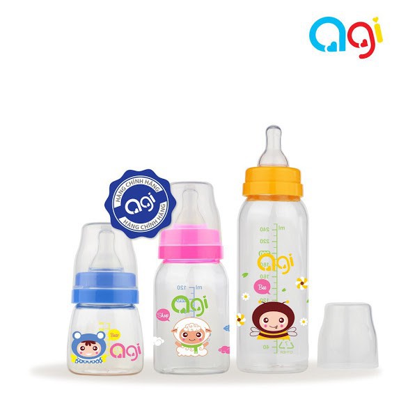 [Hàng Chính Hãng] Bình sữa AGI Cổ Hẹp Có Van Chống Sặc Hàn Quốc Cho Bé  - 60ml/140ml/250ml - Xuất Xứ Hàn Quốc