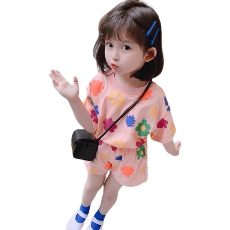 Bộ Cộc Tay Hoa Flower Chất Cotton Thoáng Mát Mềm Mịn Cho Bé Gái Từ 5Kg Đến 32Kg Thời Trang Trẻ Em Ken Store