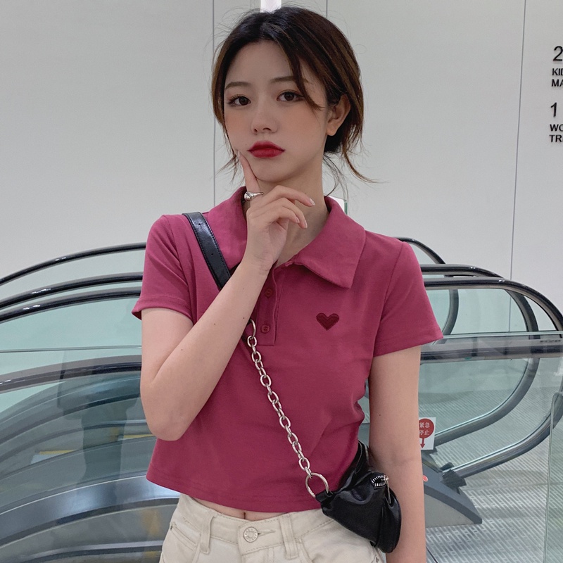 SUXI Áo polo Tay Ngắn Cổ POLO Màu Sắc Đơn Giản Thời Trang Mùa Hè Dành Cho Nữ