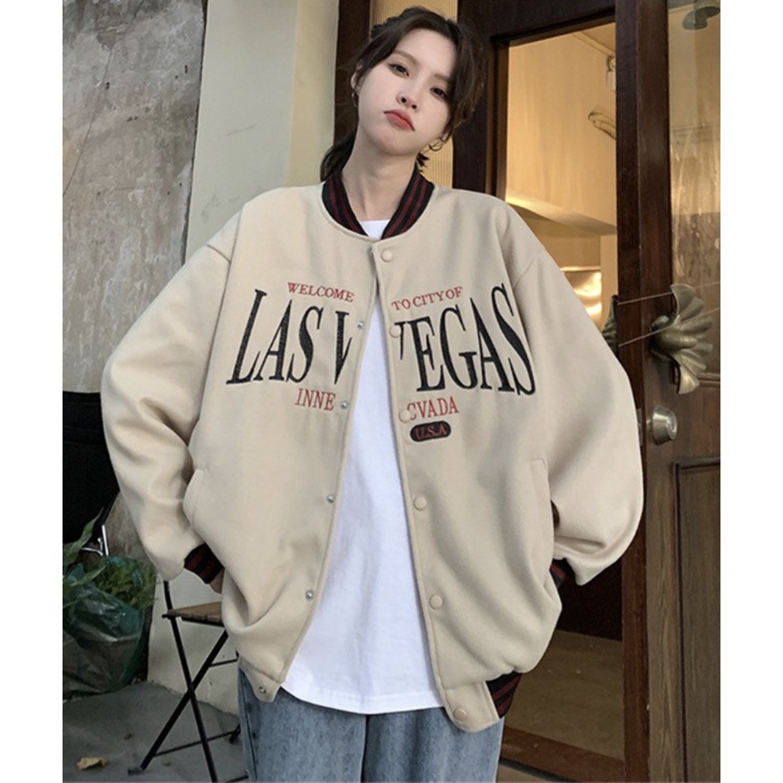 Áo khoác bomber nữ form dáng rộng nhung tăm phong cách hàn quốc uniex ulzzang thời trang học sinh Áo bomber nữ form rộn