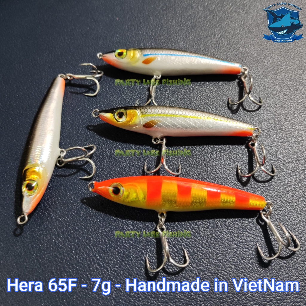 Mồi câu cá chẽm, măng, chéc... Hera 65F - 7g | Chất liệu gỗ Handmade in Vietnam