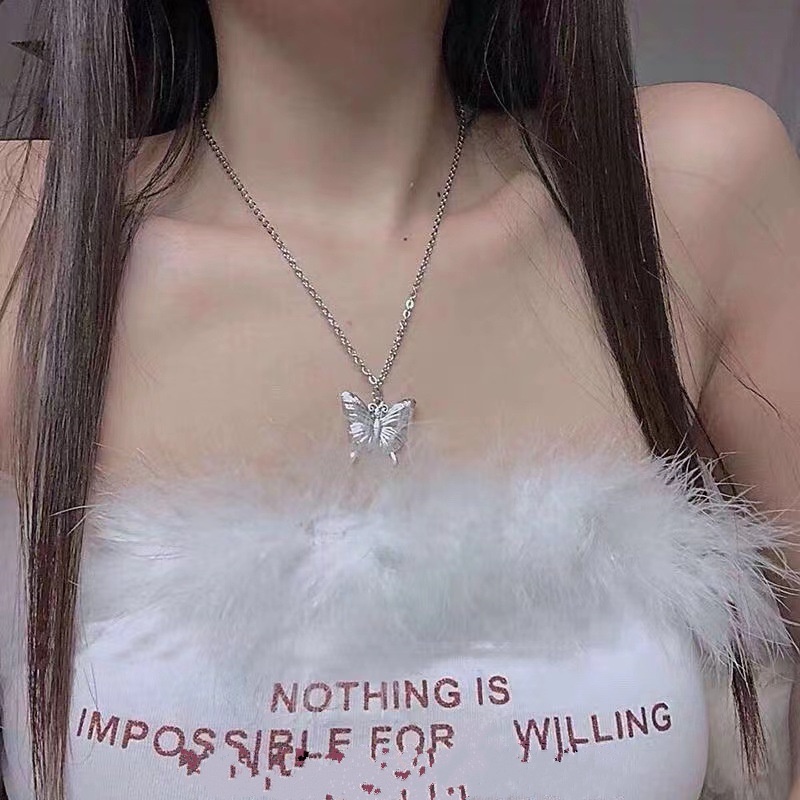 Dây Chuyền Mặt Hình Bướm Phong Cách Retro Hàn Quốc Cá Tính