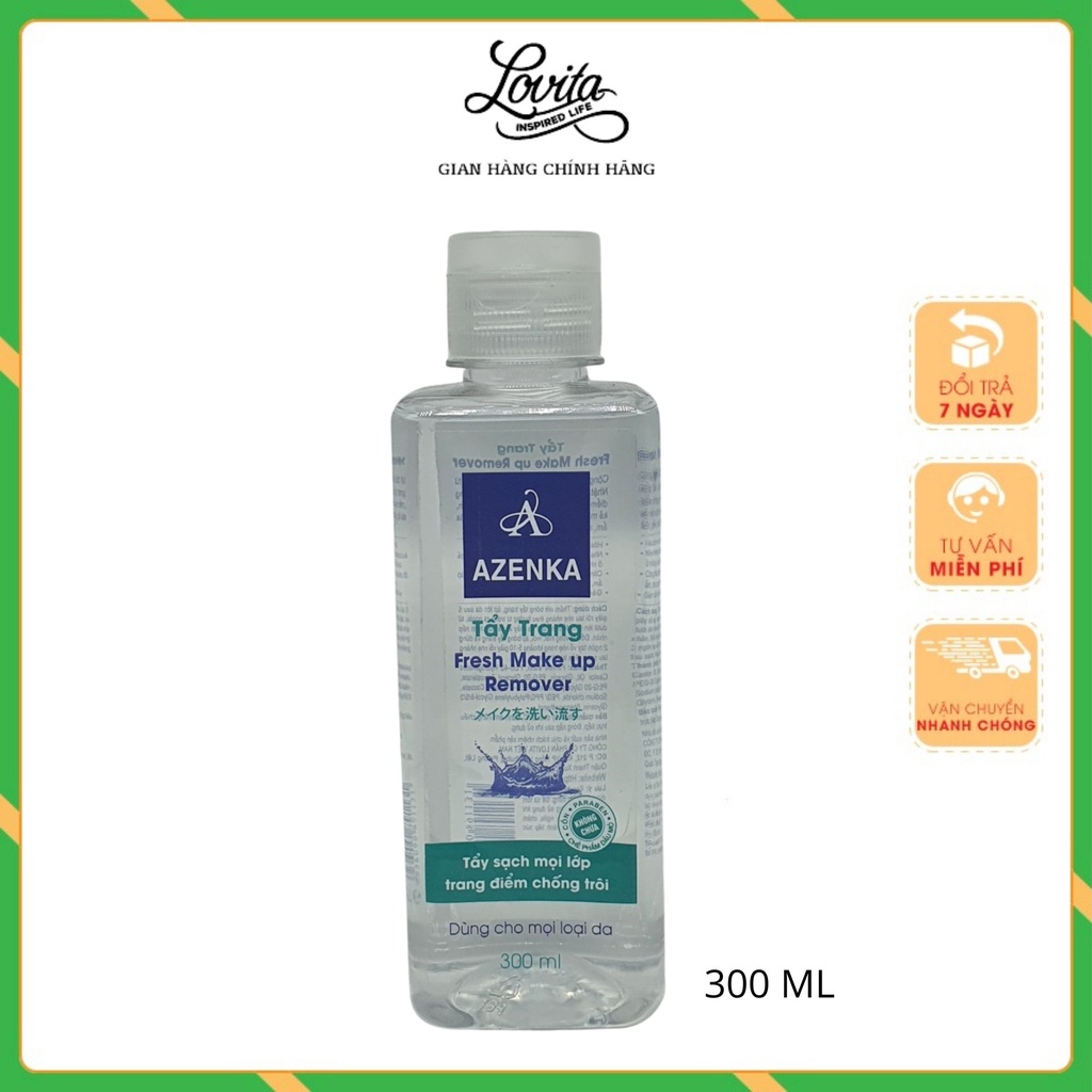 Tẩy trang an toàn lành tính dùng cho mọi loại da AZENKA Fresh Make up Remover - Chai 300 ml ♥️ TAYTRANGAZK