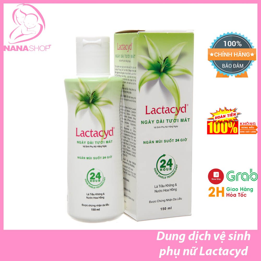 Dung dịch vệ sinh phụ nữ Lactacyd Ngày dài tươi mát chiết suất từ lá trầu không và nước hoa hồng