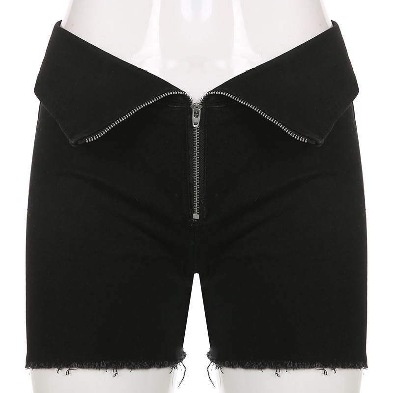 Quần Short Denim Lưng Cao Phối Tua Rua Quyến Rũ