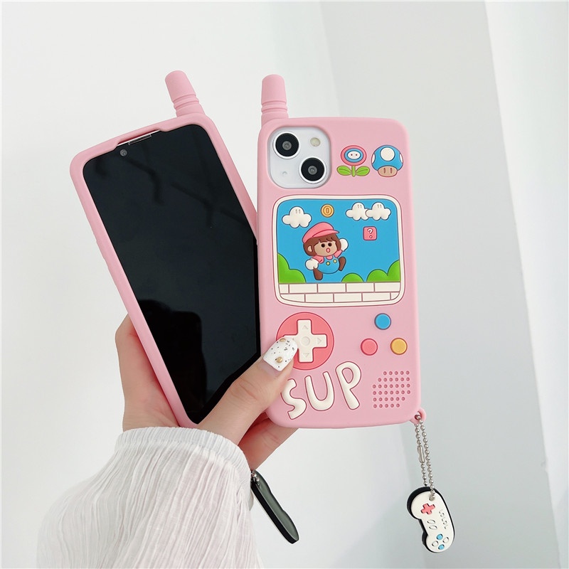 Ốp Điện Thoại Silicon Mềm Chống Sốc Hình Super Mario Màu Hồng Cho 11 xs max 7P / 8 Plus / 12pro / 13 / pro max