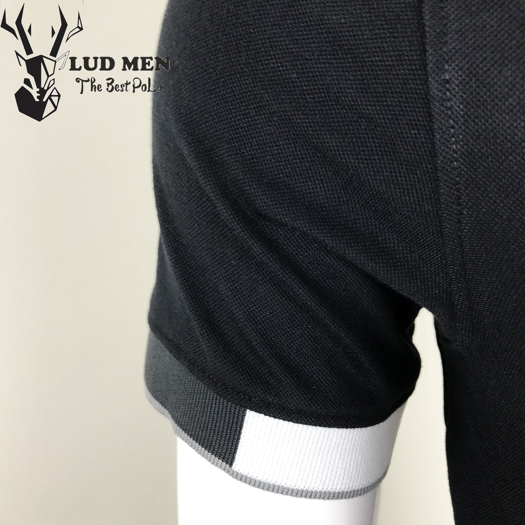 Áo thun Polo nam cổ bẻ vải 100% Cotton thấm hút,thoáng mát,bền bỉ phối cổ tinh tế Màu Đen LUD.MEN polo