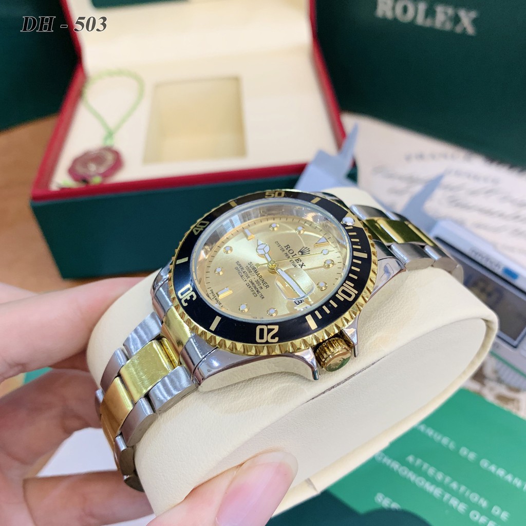 Đồng hồ nam Rolex mặt tròn toạ độ dây kim loại chống nước cao cấp DH503 Shop404