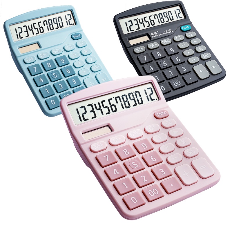 Máy tính 12 số chạy bằng năng lượng mặt trời với màn hình lớn*1+ cho học sinh/văn phòng