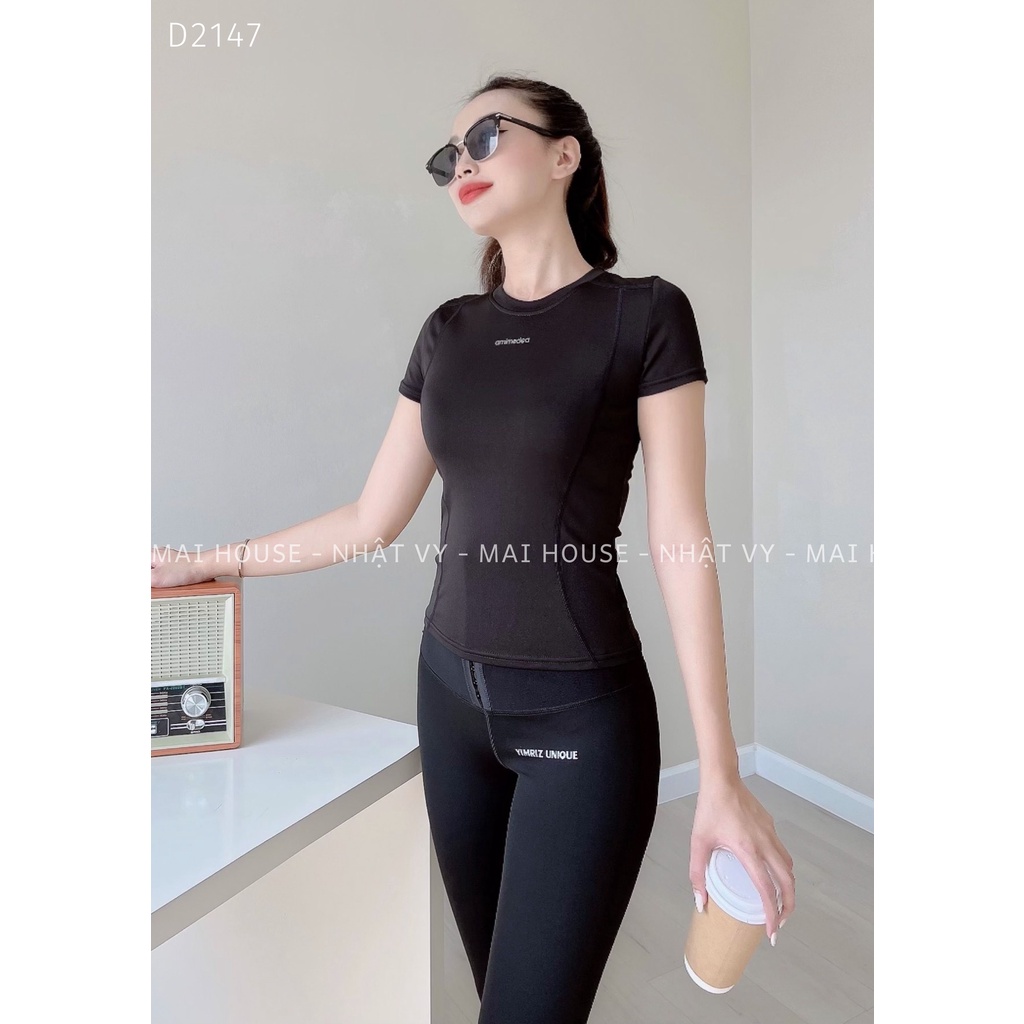 Quần Legging Nữ NHẬT VY Lưng Cao Phối Đai Điều Chỉnh Màu Đen – D2146