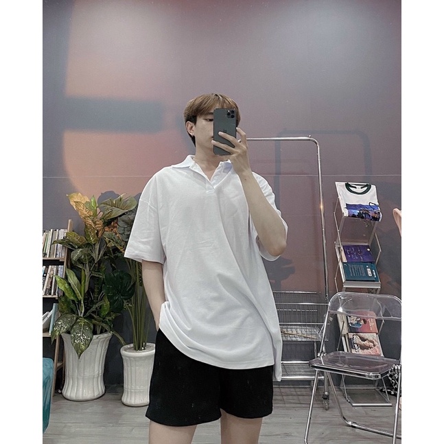 ÁO THUN POLO BASIC FORM RỘNG UNISEX NAM NỮ (hình chụp thật)